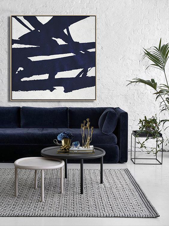 Navy Blue Minimalist Painting #NV300A